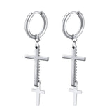 Maxbell High Polished Stainless Steel Small Big Cross Drop Earring Piercing