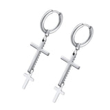 Maxbell High Polished Stainless Steel Small Big Cross Drop Earring Piercing