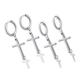 Maxbell High Polished Stainless Steel Small Big Cross Drop Earring Piercing