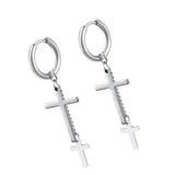 Maxbell High Polished Stainless Steel Small Big Cross Drop Earring Piercing