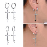 Maxbell High Polished Stainless Steel Small Big Cross Drop Earring Piercing