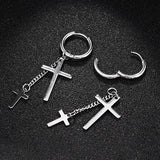 Maxbell High Polished Stainless Steel Small Big Cross Drop Earring Piercing
