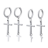 Maxbell High Polished Stainless Steel Small Big Cross Drop Earring Piercing