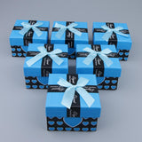Max 6pcs Paper Cardboard Jewelry Gift Box Watch Ring Earring Storage Case Light Blue