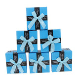 Max 6pcs Paper Cardboard Jewelry Gift Box Watch Ring Earring Storage Case Light Blue