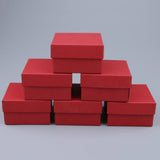 Maxbell 3pcs Square Paper Ring Box with Pillow Gift Jewelry Storage Red