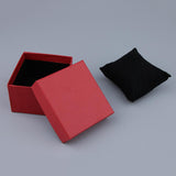 Maxbell 3pcs Square Paper Ring Box with Pillow Gift Jewelry Storage Red