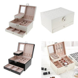 Maxbell Multi-layer Leather Portable Jewelry Storage Display Studs Case Box White