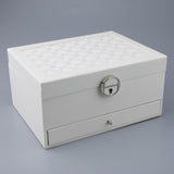 Maxbell Multi-layer Leather Portable Jewelry Storage Display Studs Case Box White