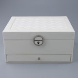 Maxbell Multi-layer Leather Portable Jewelry Storage Display Studs Case Box White