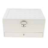 Maxbell Multi-layer Leather Portable Jewelry Storage Display Studs Case Box White