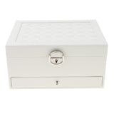 Maxbell Multi-layer Leather Portable Jewelry Storage Display Studs Case Box White