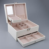 Maxbell Multi-layer Leather Portable Jewelry Storage Display Studs Case Box White