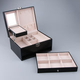 Maxbell Multi-layer Leather Portable Jewelry Storage Display Studs Case Box Black