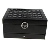 Maxbell Multi-layer Leather Portable Jewelry Storage Display Studs Case Box Black