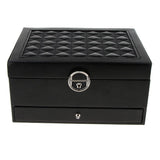 Maxbell Multi-layer Leather Portable Jewelry Storage Display Studs Case Box Black