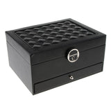 Maxbell Multi-layer Leather Portable Jewelry Storage Display Studs Case Box Black