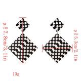 Maxbell Black White Acrylic Geometric Dangle Women Hip Hop Earring Rhombus