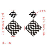Maxbell Black White Acrylic Geometric Dangle Women Hip Hop Earring Rhombus