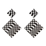 Maxbell Black White Acrylic Geometric Dangle Women Hip Hop Earring Rhombus