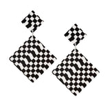Maxbell Black White Acrylic Geometric Dangle Women Hip Hop Earring Rhombus