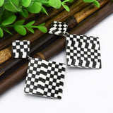 Maxbell Black White Acrylic Geometric Dangle Women Hip Hop Earring Rhombus