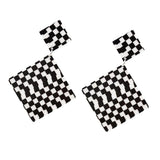 Maxbell Black White Acrylic Geometric Dangle Women Hip Hop Earring Rhombus