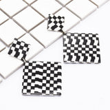 Maxbell Black White Acrylic Geometric Dangle Women Hip Hop Earring Rhombus
