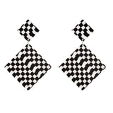 Maxbell Black White Acrylic Geometric Dangle Women Hip Hop Earring Rhombus