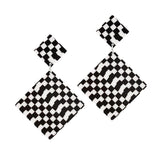 Maxbell Black White Acrylic Geometric Dangle Women Hip Hop Earring Rhombus