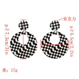 Maxbell Black White Acrylic Geometric Dangle Women Hip Hop Earring Round