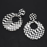 Maxbell Black White Acrylic Geometric Dangle Women Hip Hop Earring Round