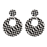 Maxbell Black White Acrylic Geometric Dangle Women Hip Hop Earring Round