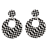 Maxbell Black White Acrylic Geometric Dangle Women Hip Hop Earring Round