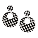 Maxbell Black White Acrylic Geometric Dangle Women Hip Hop Earring Round