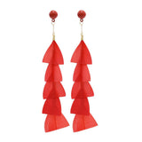 Maxbell 15cm Long Feather Earring Bohemian Handmade Dangle Studs Earrings Red