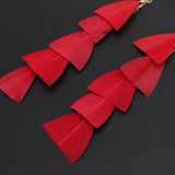 Maxbell 15cm Long Feather Earring Bohemian Handmade Dangle Studs Earrings Red