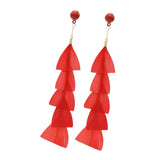 Maxbell 15cm Long Feather Earring Bohemian Handmade Dangle Studs Earrings Red