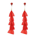 Maxbell 15cm Long Feather Earring Bohemian Handmade Dangle Studs Earrings Red