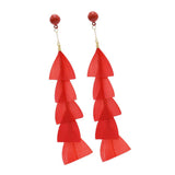 Maxbell 15cm Long Feather Earring Bohemian Handmade Dangle Studs Earrings Red
