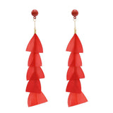 Maxbell 15cm Long Feather Earring Bohemian Handmade Dangle Studs Earrings Red