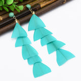 Maxbell 15cm Long Feather Earring Bohemian Handmade Dangle Studs Earrings Green