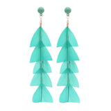 Maxbell 15cm Long Feather Earring Bohemian Handmade Dangle Studs Earrings Green
