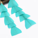 Maxbell 15cm Long Feather Earring Bohemian Handmade Dangle Studs Earrings Green