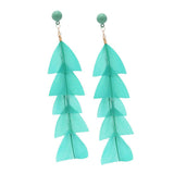 Maxbell 15cm Long Feather Earring Bohemian Handmade Dangle Studs Earrings Green