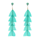 Maxbell 15cm Long Feather Earring Bohemian Handmade Dangle Studs Earrings Green