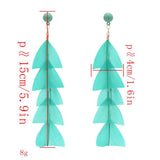 Maxbell 15cm Long Feather Earring Bohemian Handmade Dangle Studs Earrings Green