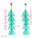 Maxbell 15cm Long Feather Earring Bohemian Handmade Dangle Studs Earrings Green