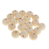 Maxbell 20 Pieces Round Wood Beads Loose Spacer Beads for Jewelry Crafting 20mm