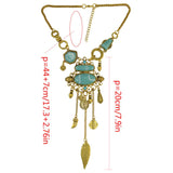 Maxbell Ethnic Jewelry Turquoise Tassel Choker Bohemian Statement Necklace Gold